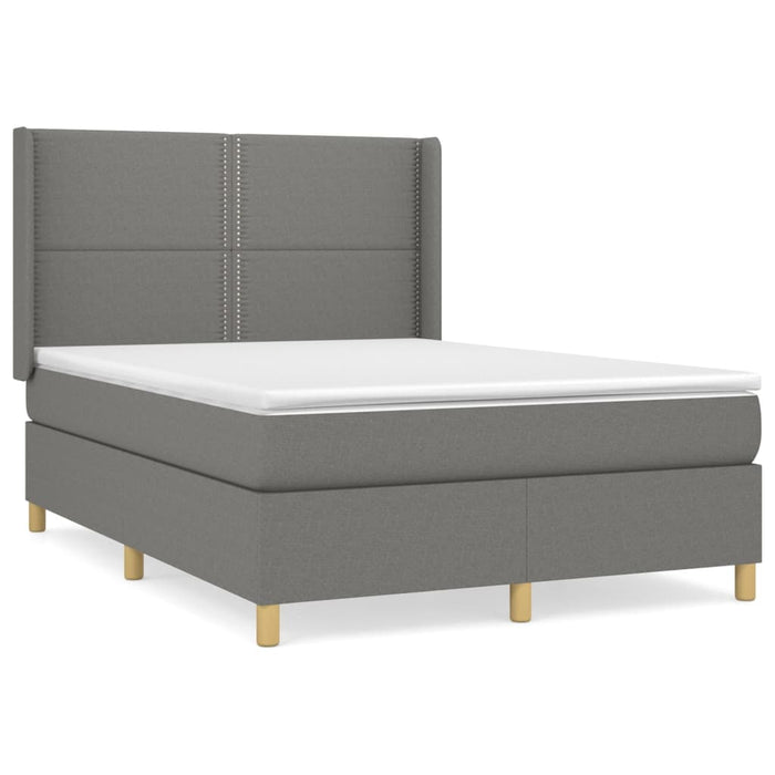Pat box spring cu saltea, gri închis, 140x190 cm, textil - WALTI WALTI