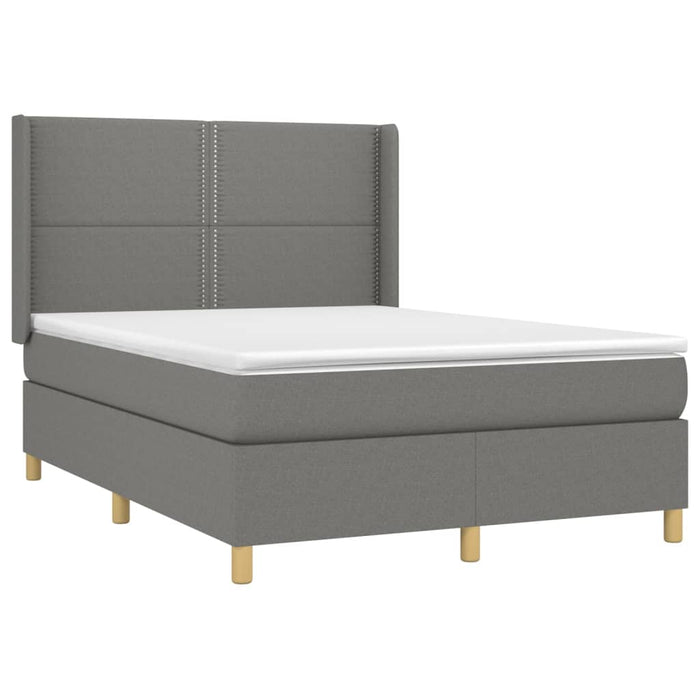 Pat box spring cu saltea, gri închis, 140x190 cm, textil - WALTI WALTI