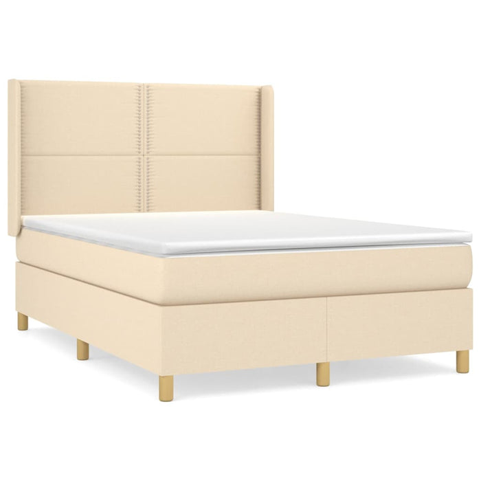 Pat box spring cu saltea, crem, 140x200 cm, textil - WALTI WALTI