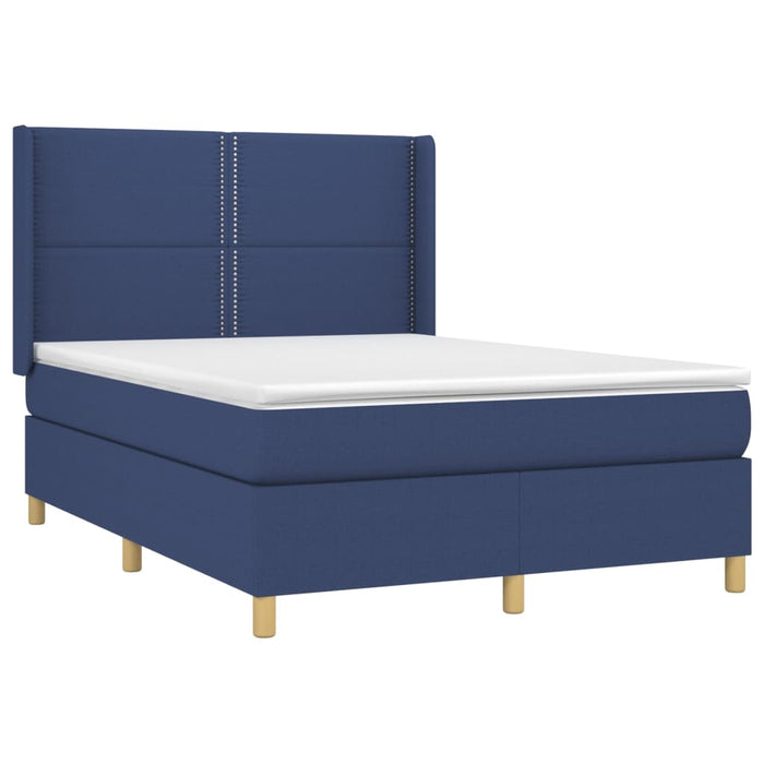 Pat box spring cu saltea, albastru, 140x200 cm, textil - WALTI WALTI