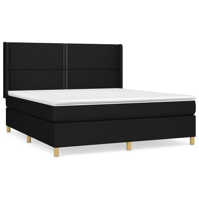 Pat box spring cu saltea, negru, 160x200 cm, textil - WALTI WALTI