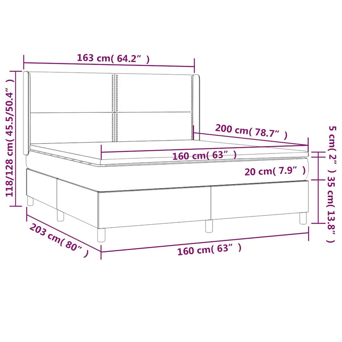 Pat box spring cu saltea, negru, 160x200 cm, textil - WALTI WALTI