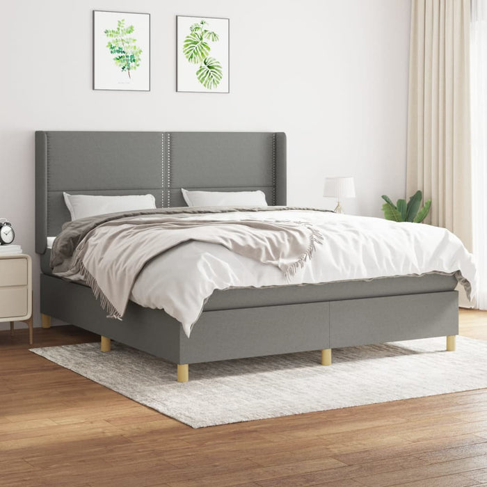 Pat box spring cu saltea, gri închis, 180x200 cm, textil - WALTI WALTI
