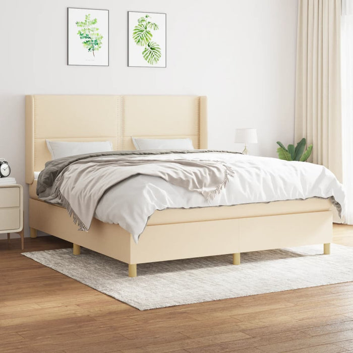 Pat continental cu saltea, crem, 180x200 cm, textil - WALTI WALTI