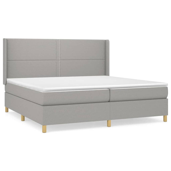Pat box spring cu saltea, gri deschis, 200x200 cm, textil - WALTI WALTI