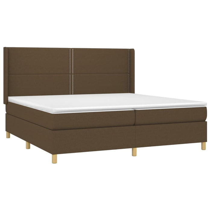 Pat box spring cu saltea, maro închis, 200x200 cm, textil - WALTI WALTI