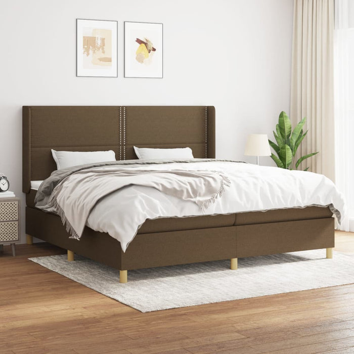 Pat box spring cu saltea, maro închis, 200x200 cm, textil - WALTI WALTI