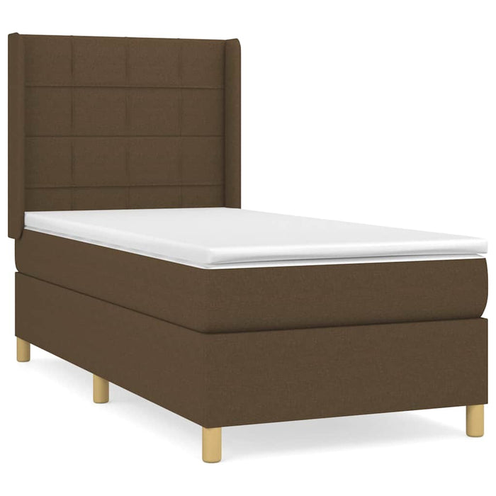 Pat box spring cu saltea, maro închis, 80x200 cm, textil WALTI