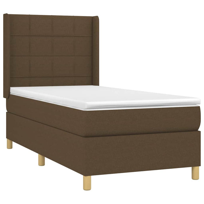 Pat box spring cu saltea, maro închis, 80x200 cm, textil WALTI