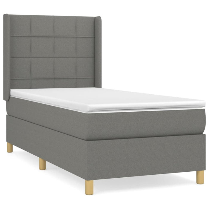 Pat box spring cu saltea, gri închis, 90x190 cm, textil - WALTI WALTI