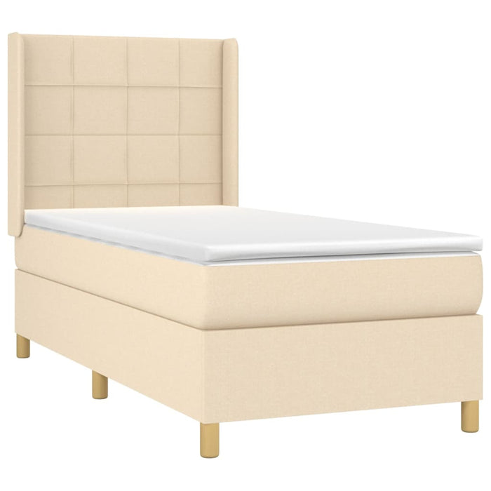 Pat box spring cu saltea, crem, 90x200 cm, textil - WALTI WALTI
