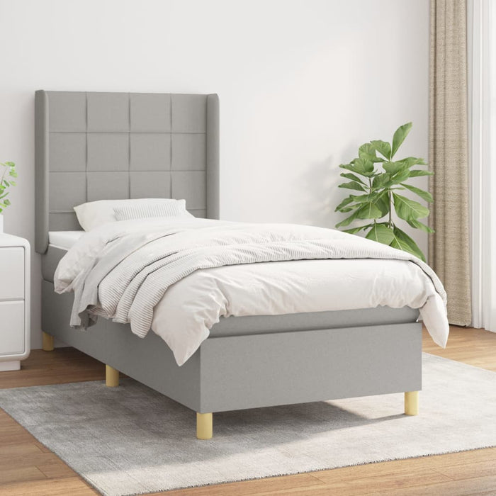 Pat box spring cu saltea, gri deschis, 100x200 cm, textil - WALTI WALTI