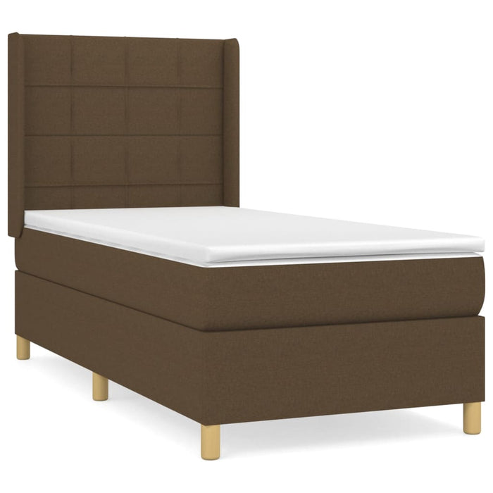 Pat box spring cu saltea, maro închis, 100x200 cm, textil WALTI