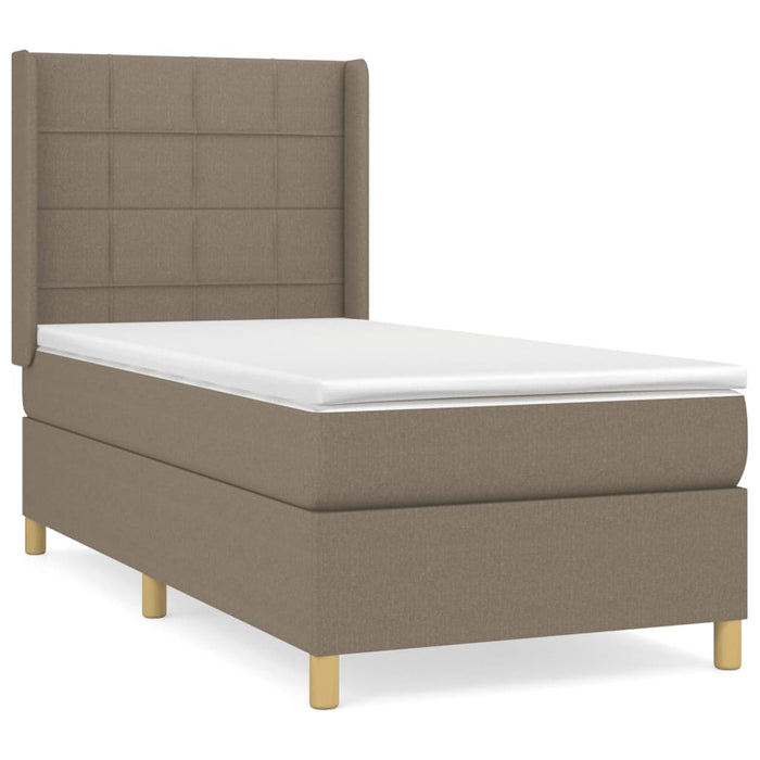 Pat box spring cu saltea, gri taupe, 100x200 cm, textil WALTI