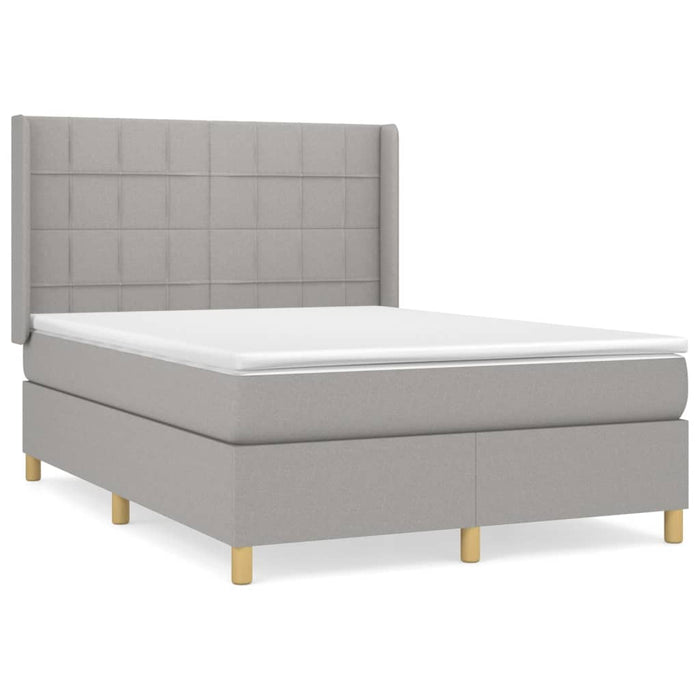Pat box spring cu saltea, gri deschis, 140x190 cm, textil - WALTI WALTI