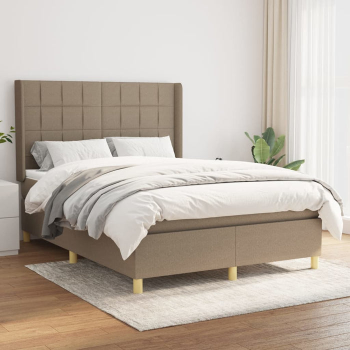 Pat box spring cu saltea, gri taupe, 140x200 cm, textil - WALTI WALTI