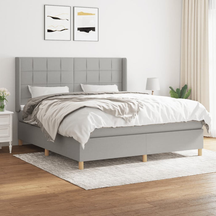 Pat continental cu saltea, gri deschis, 160x200 cm, textil - WALTI WALTI
