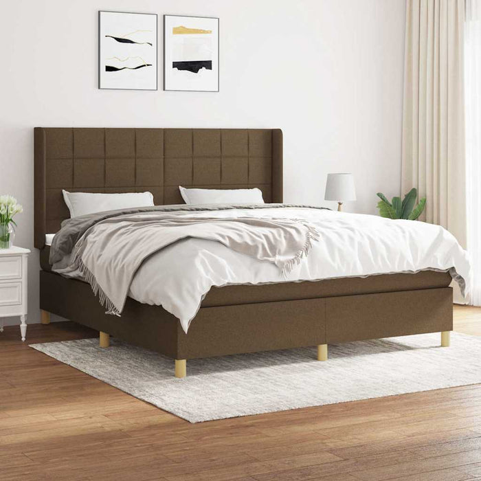 Pat box spring cu saltea, maro închis, 160x200 cm, textil WALTI