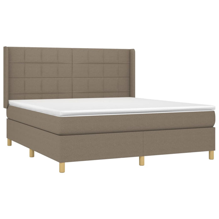 Pat box spring cu saltea, gri taupe, 160x200 cm material textil - WALTI WALTI