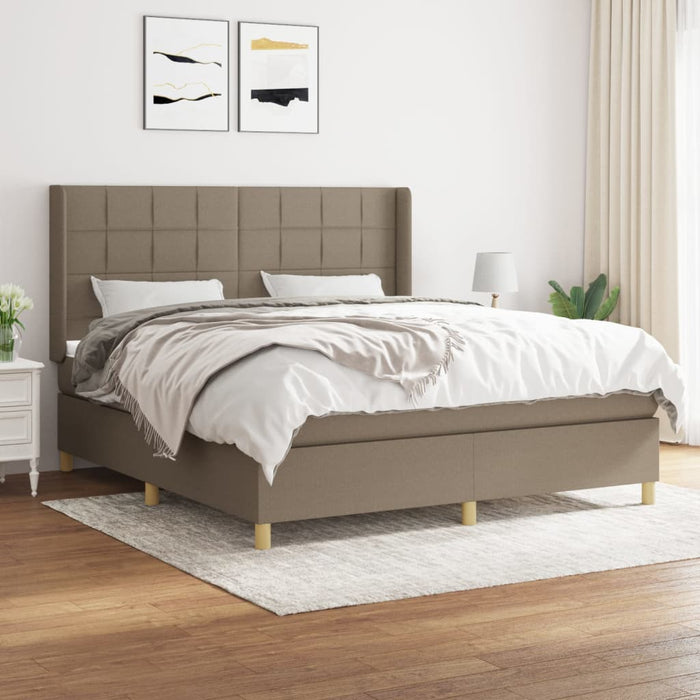 Pat box spring cu saltea, gri taupe, 160x200 cm material textil - WALTI WALTI
