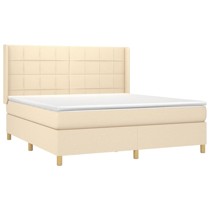 Pat box spring cu saltea, crem, 160x200 cm, material textil - WALTI WALTI