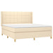 Pat box spring cu saltea, crem, 160x200 cm, material textil - WALTI WALTI