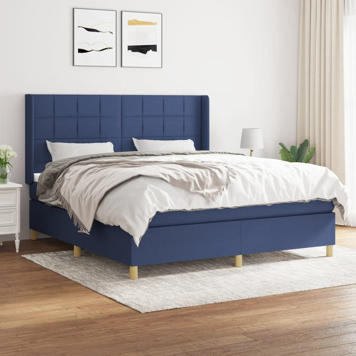 Pat continental cu saltea, albastru, 160x200cm, material textil - WALTI WALTI