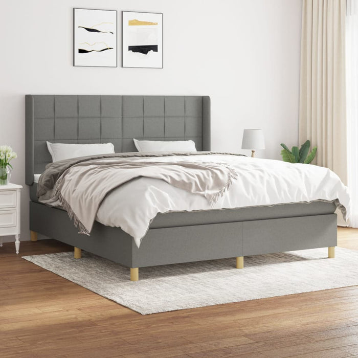 Pat box spring cu saltea, gri închis, 180x200 cm, textil - WALTI WALTI