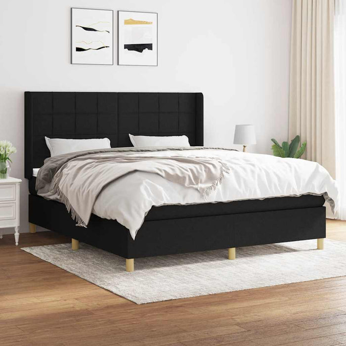 Pat box spring cu saltea, negru, 180x200 cm, catifea - WALTI WALTI