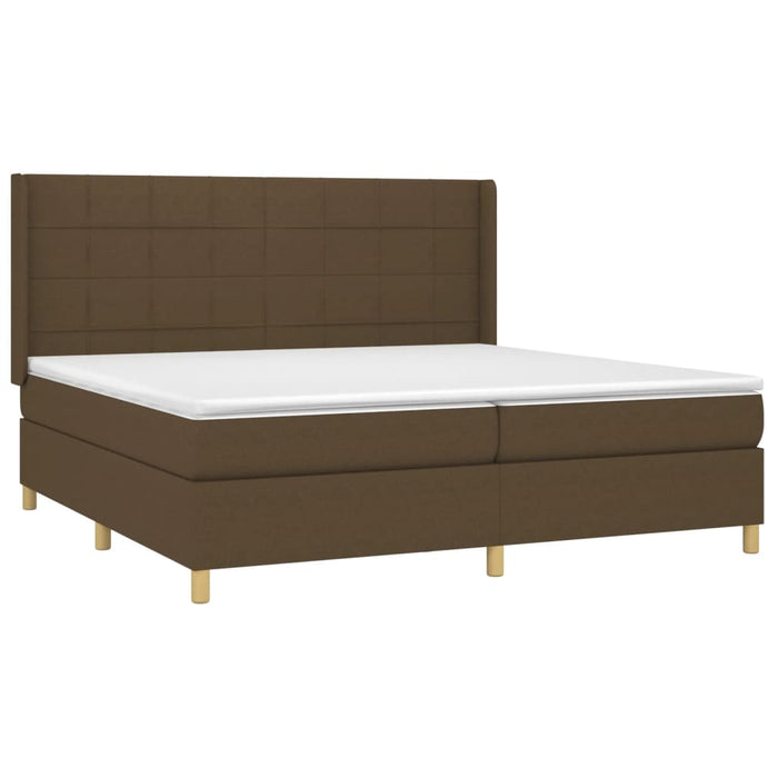 Pat box spring cu saltea, maro închis, 200x200 cm, textil - WALTI WALTI