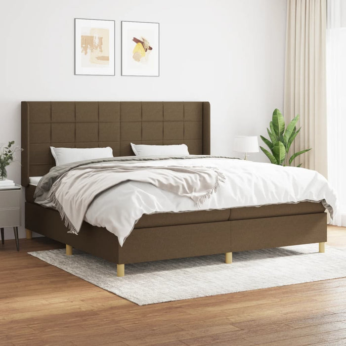 Pat box spring cu saltea, maro închis, 200x200 cm, textil - WALTI WALTI