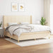 Pat box spring cu saltea, crem, 200x200 cm, textil - WALTI WALTI