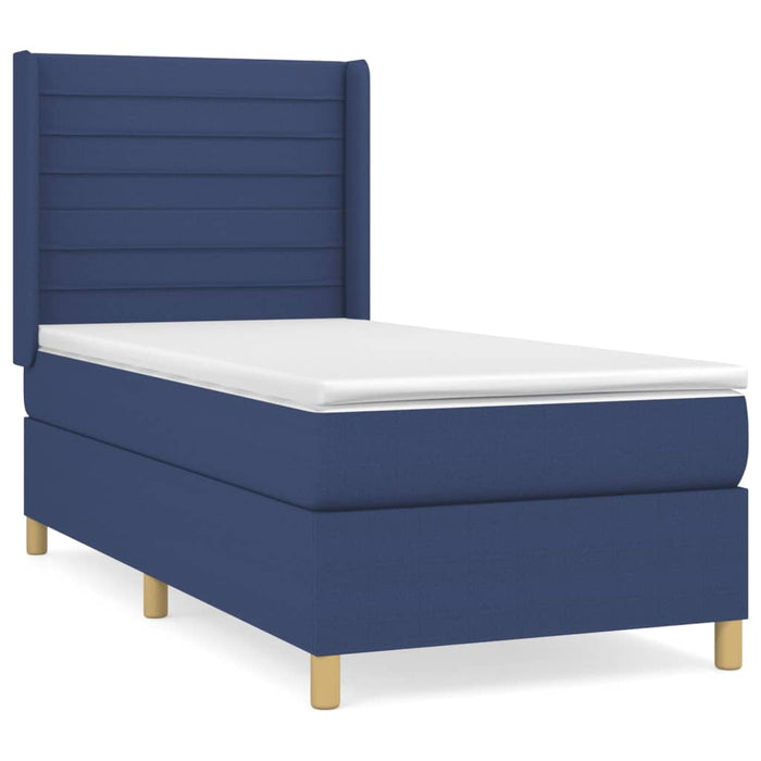 Pat box spring cu saltea, albastru, 80x200 cm, textil - WALTI WALTI