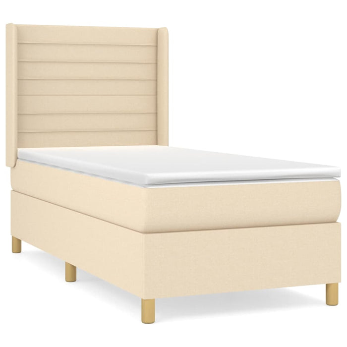 Pat box spring cu saltea, crem, 90x200 cm, textil - WALTI WALTI