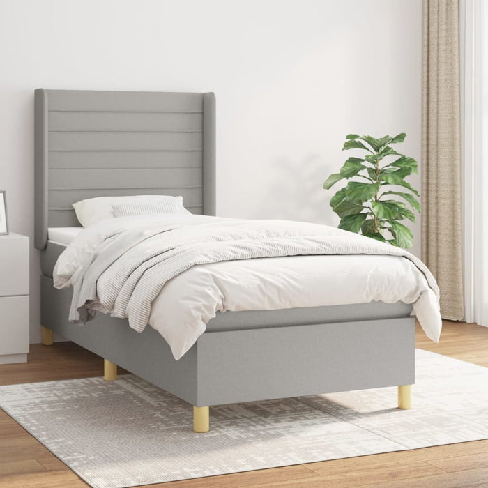 Pat box spring cu saltea, gri deschis, 100x200 cm, textil - WALTI WALTI