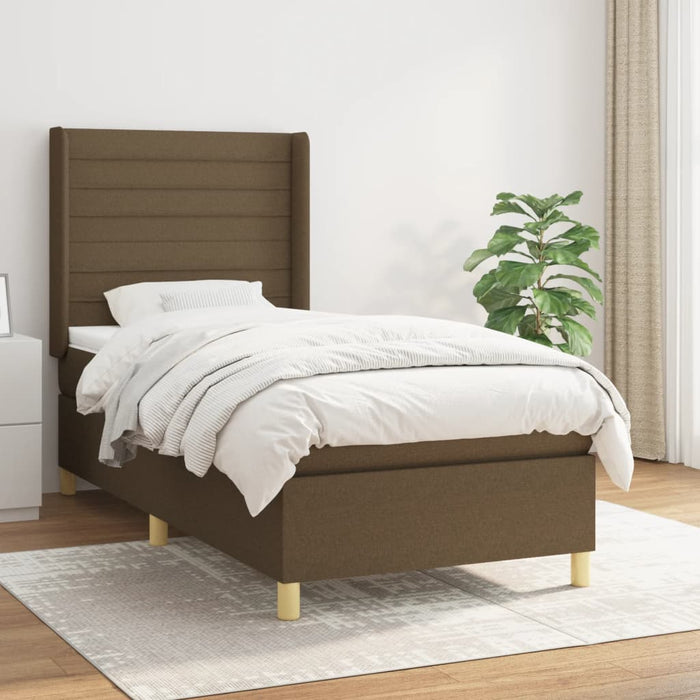 Pat box spring cu saltea, maro închis, 100x200 cm, textil - WALTI WALTI