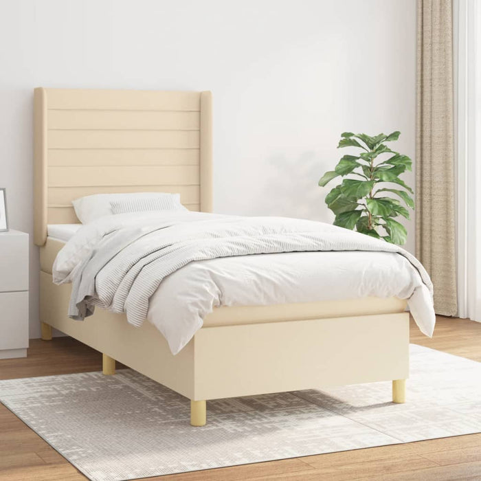Pat box spring cu saltea, crem, 100x200 cm, textil - WALTI WALTI