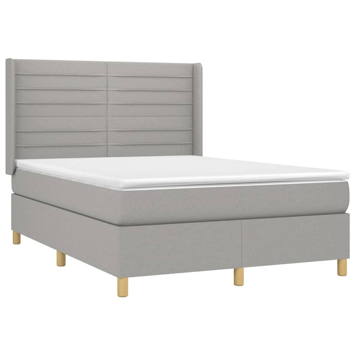 Pat box spring cu saltea, gri deschis, 140x190 cm, textil - WALTI WALTI