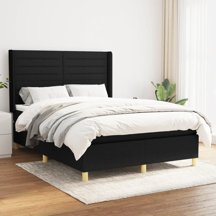 Pat box spring cu saltea, negru, 140x190 cm, textil - WALTI WALTI