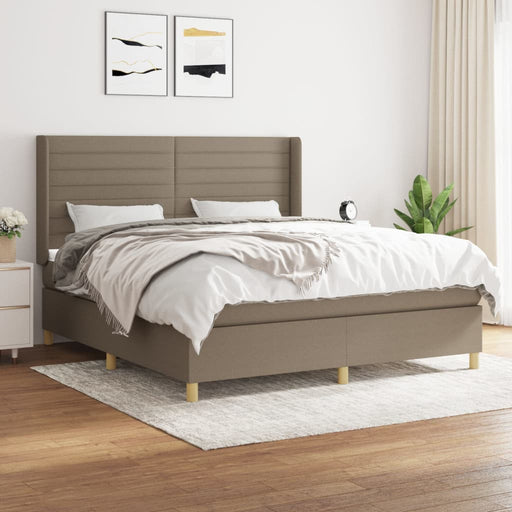 Pat box spring cu saltea, gri taupe, 160x200 cm material textil - WALTI WALTI