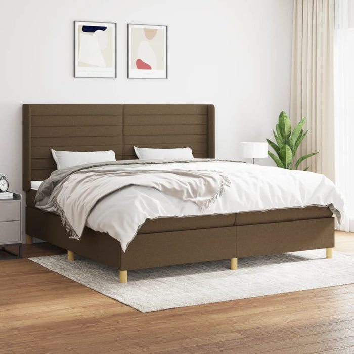 Pat box spring cu saltea, maro închis, 200x200 cm, textil - WALTI WALTI