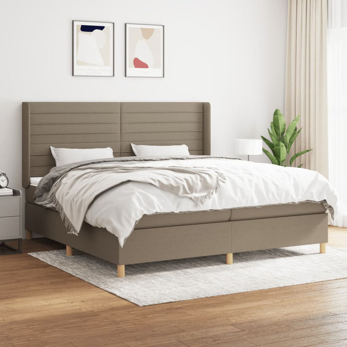 Pat box spring cu saltea, gri taupe, 200x200 cm, textil - WALTI WALTI