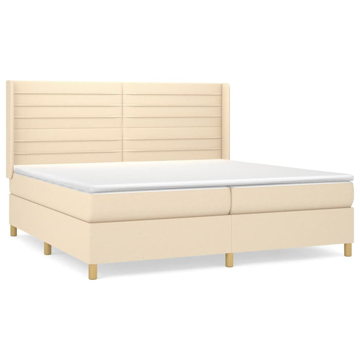 Pat box spring cu saltea, crem, 200x200 cm, textil - WALTI WALTI