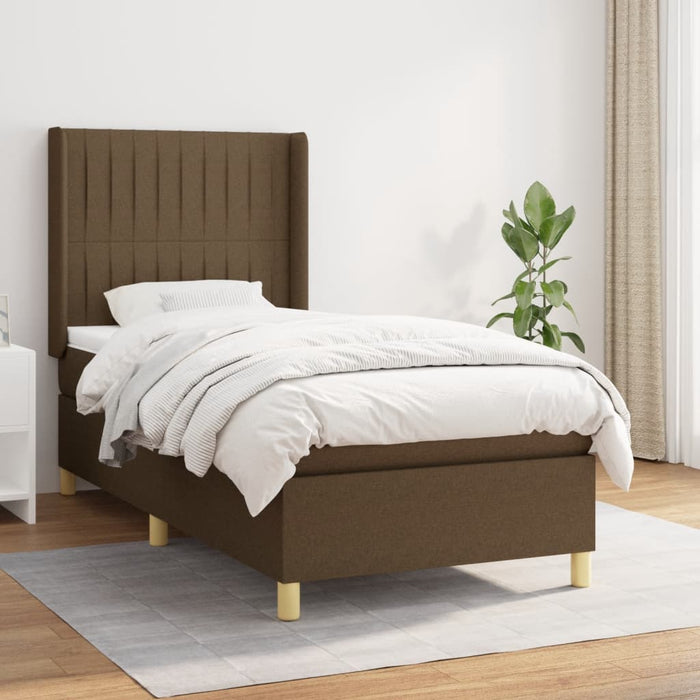 Pat box spring cu saltea, maro închis, 80x200 cm, textil - WALTI WALTI