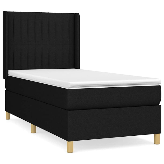 Pat box spring cu saltea, negru, 90x190 cm, textil - WALTI WALTI
