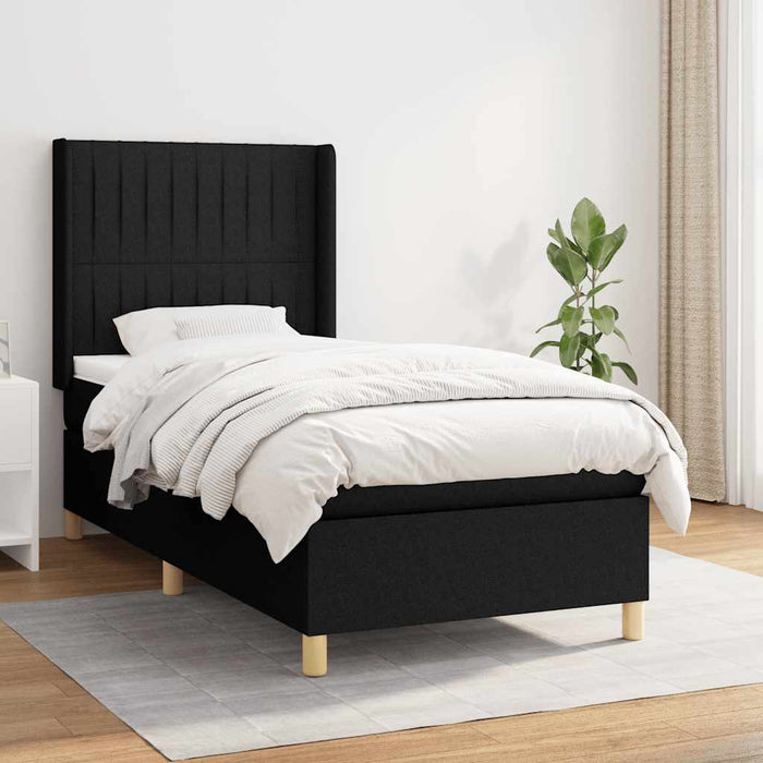 Pat box spring cu saltea, negru, 90x190 cm, textil - WALTI WALTI