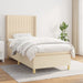 Pat box spring cu saltea, crem, 90x190 cm, textil - WALTI WALTI