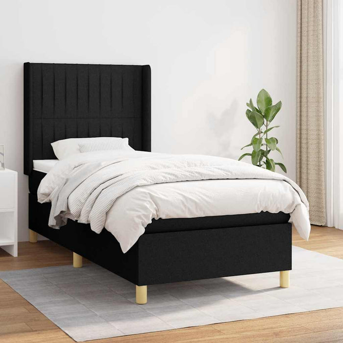Pat box spring cu saltea, negru, 90x200 cm, textil - WALTI WALTI