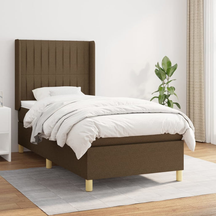 Pat box spring cu saltea, maro închis, 90x200 cm, textil - WALTI WALTI