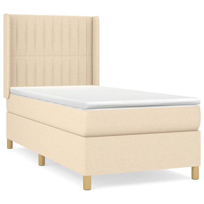 Pat box spring cu saltea, crem, 90x200 cm, textil - WALTI WALTI